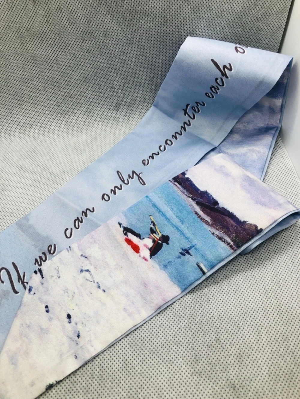 Scenic Blue and White Printed Silk Scarf